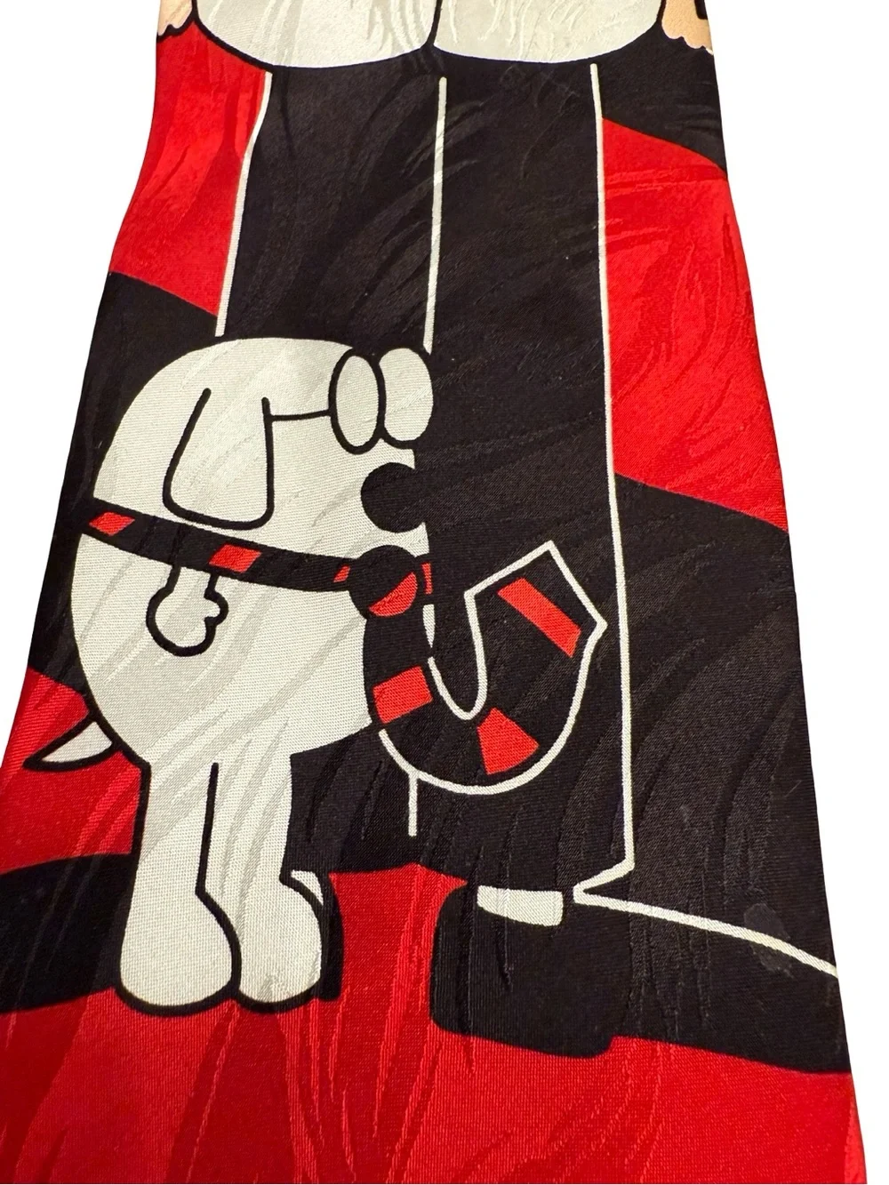 Dilbert & Dog Red Black Silk Novelty Tie United Feature Syndicate 4”